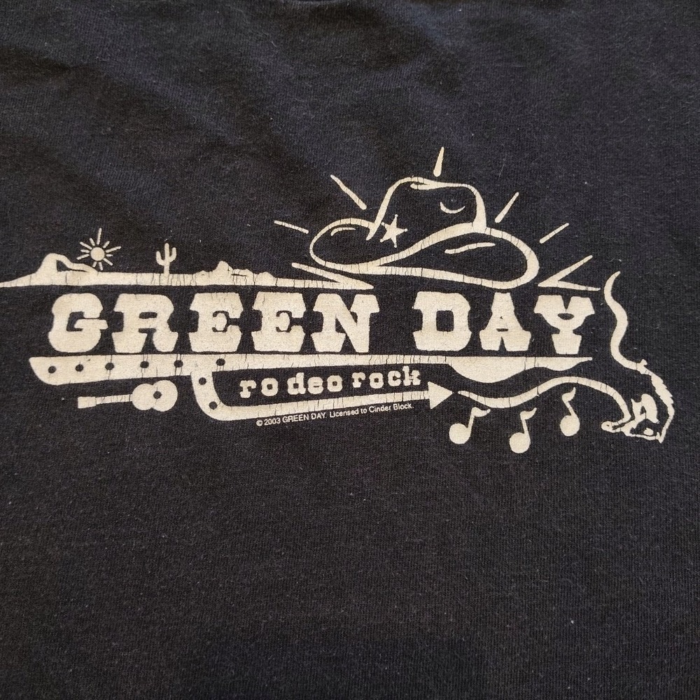 Green Day Rodeo Rock t shirt 2003 Black Vintage Punk Rare y2k‎ Large